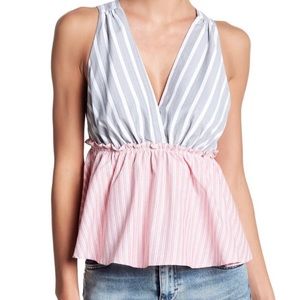 Elodie Striped Crossback Peplum Tank